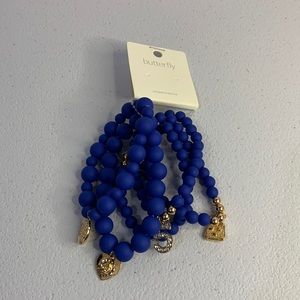 Womens blue beaded bracelets with charms